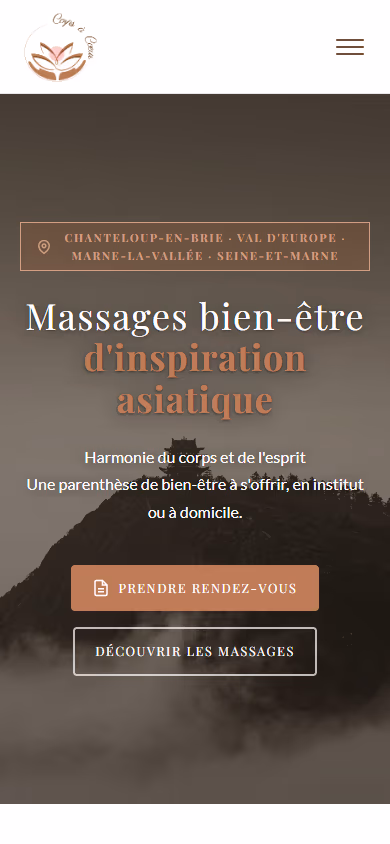 Capture de corpsacoeurmassage.fr sur téléphone